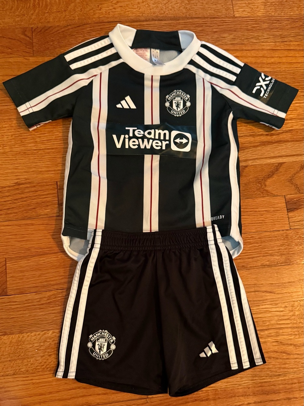 ADIDAS MANCHESTER UNITED 23-24 AWAY KIT FOOTBALL SHIRT JERSEY SHORTS BOYS 2-3T